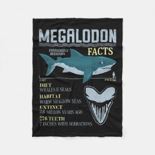 Megalodon Facts Meg Prehistoric Shark Tooth Fossil Fleece Blanket