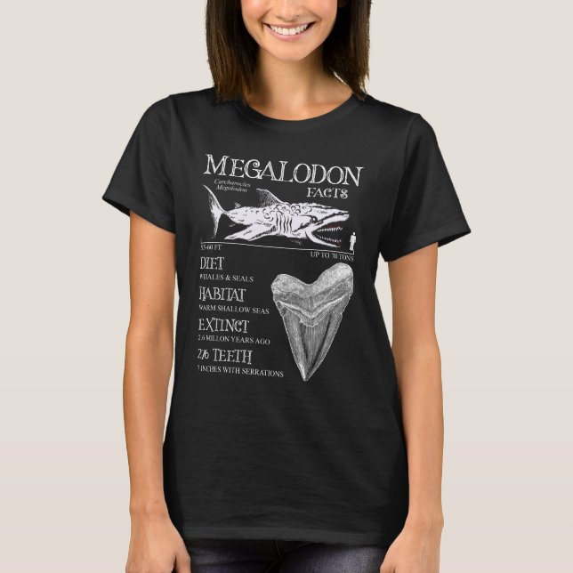 Megalodon Meg Facts Funny Shark Lover Gift T-Shirt (Front)