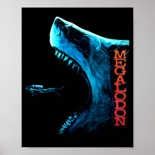 Megalodon Primeval Shark Dorsal Fin Teeth Ocean Pr Poster