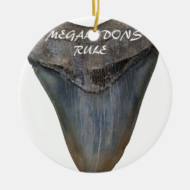 Megalodon Shark Tooth Ceramic Tree Decoration (Front)