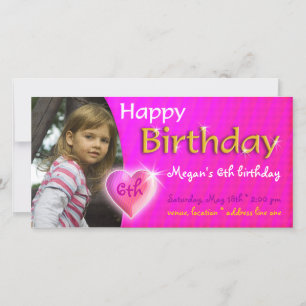 Megan Birthday Photo Invitation   Adorable heart