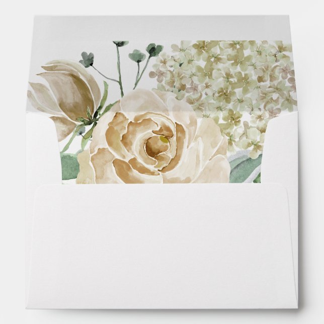 Megan Elegant Return Address Floral Wedding Envelope (Back (Bottom))