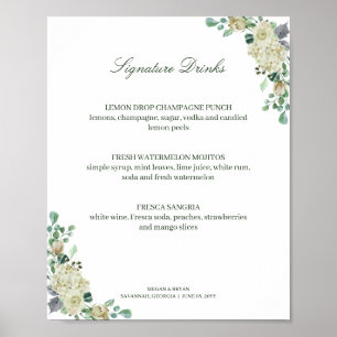Megan Elegant Roses Signature Drinks Wedding Sign