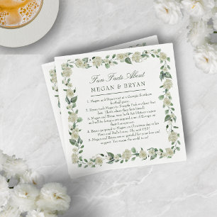 Megan Elegant Wedding Reception Fun Facts Cocktail Napkin