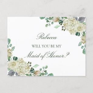 Megan Greenery Maid of Honour Bridesmaid Proposal Invitation Postcard
