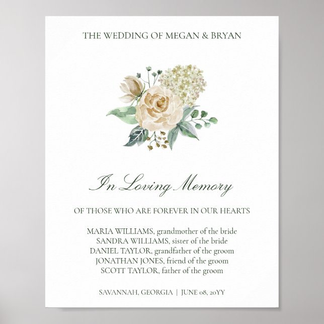 Megan In Loving Memory Memorial Wedding Sign (Front)