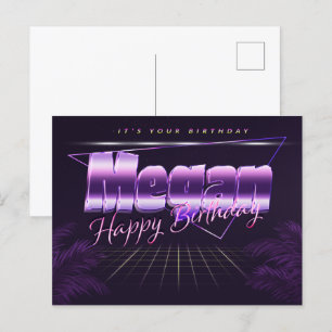 Megan Name First name purple postcard birthday