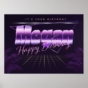 Megan Name Vorname lila retro Poster Geburtstag