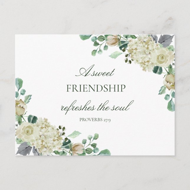 Megan Roses Greenery Christian Bridesmaid Proposal Invitation Postcard (Front)
