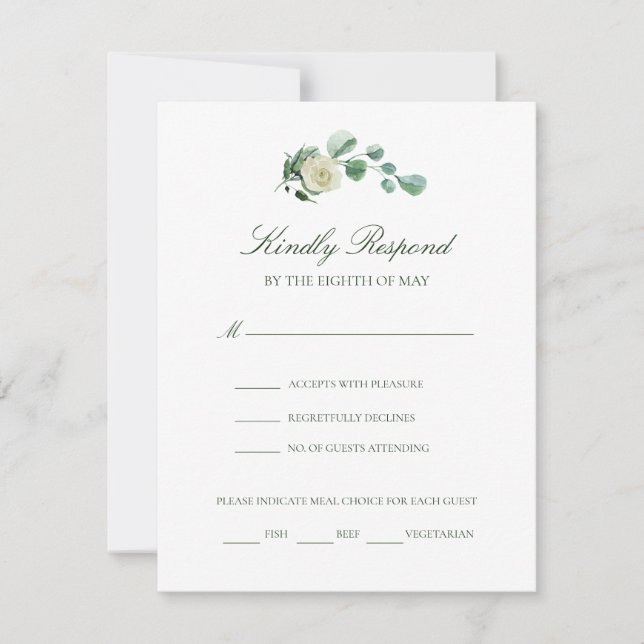 Megan Simple Elegant Meal Choice Wedding RSVP (Front)