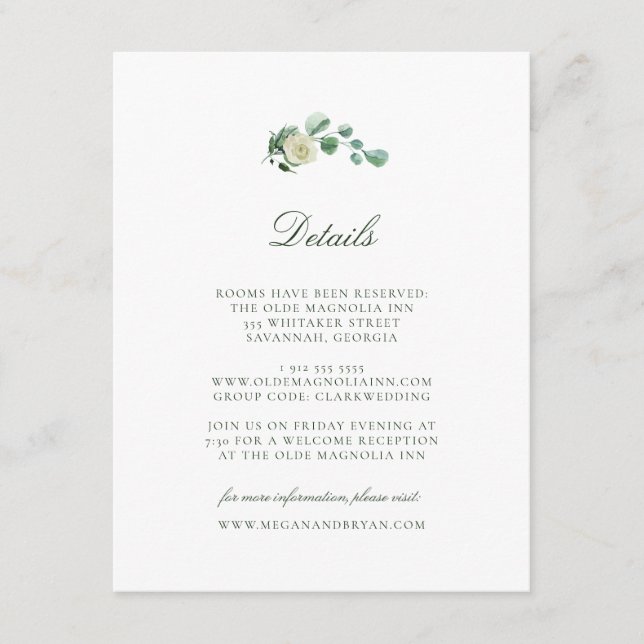 Megan Simple Greenery Wedding Guest Details Enclosure Card (Front)