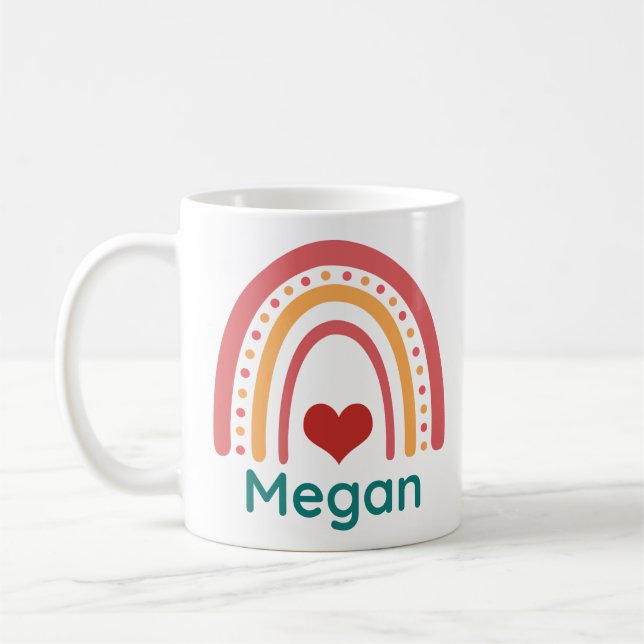 Megan Vintage Boho Rainbow Coffee Mug (Left)