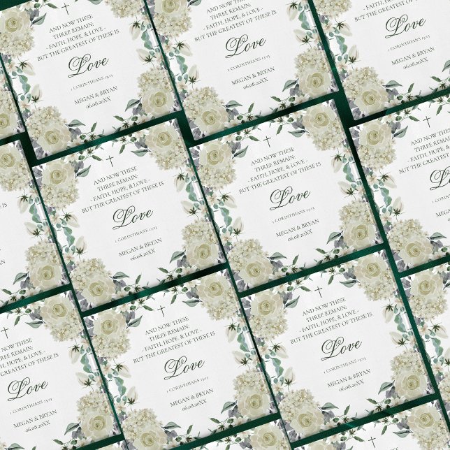 Megan White Floral Christian Wedding Favor Magnet (These faith-based magnets make a special wedding favor ffor Christian couples)