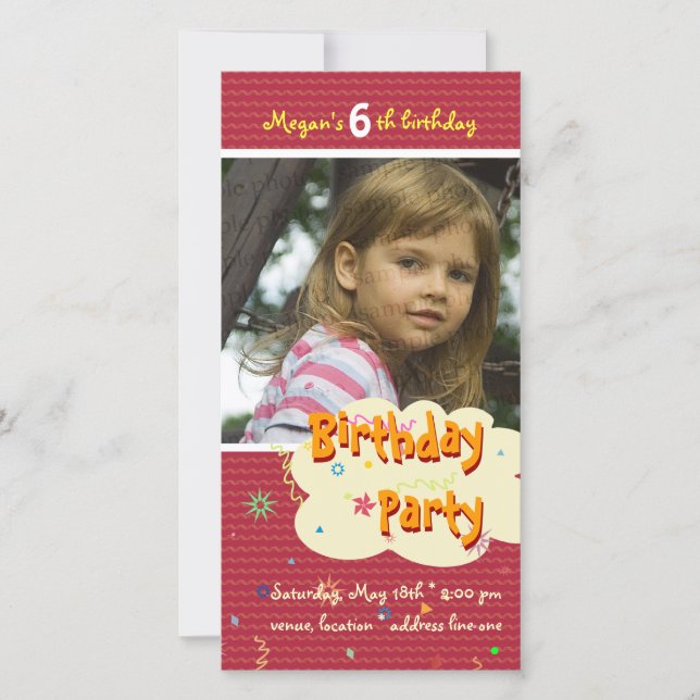 Megan's Birthday Party Photo Invitation (Front)
