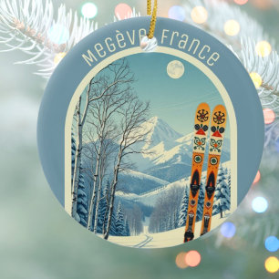 Megève France ski souvenir Ceramic Tree Decoration