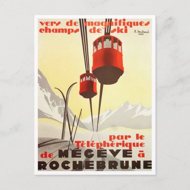 Megeve France vintage travel Postcard (Front)