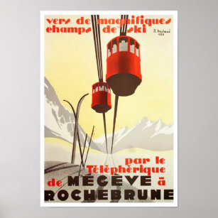 Megeve France vintage travel Poster