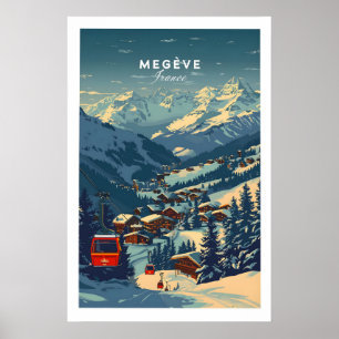 Megève Print France Ski Poster 1