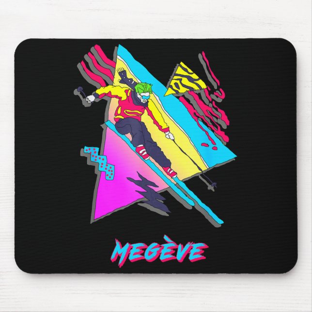Megeve retro style skiing design with abstract mouse mat (Front)