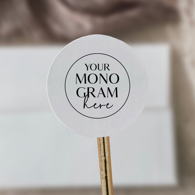 MEGHAN Black White Modern Classic Wedding Monogram Classic Round Sticker (MEGHAN Black White Modern Classic Wedding Monogram Classic Round Sticker)