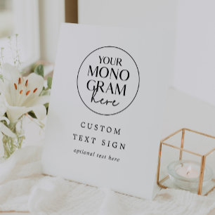 MEGHAN Monogram Black White Modern Custom Wedding Pedestal Sign