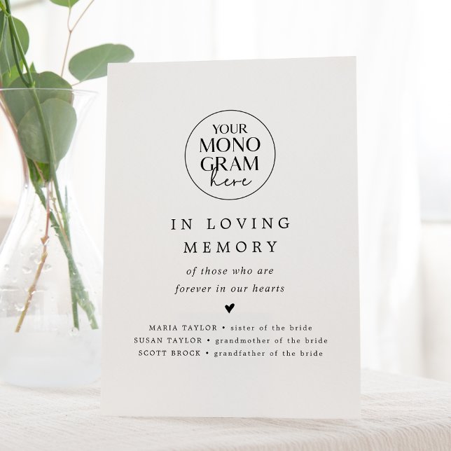 MEGHAN Monogram In Loving Memory Wedding Memorial Pedestal Sign (MEGHAN Monogram In Loving Memory Wedding Memorial Pedestal Sign)