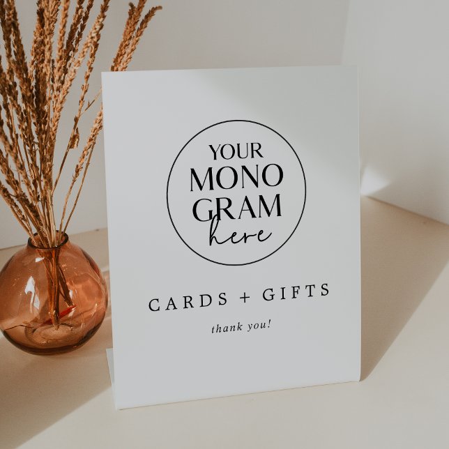 MEGHAN Monogram Minimal Wedding Cards and Gifts Pedestal Sign (MEGHAN Monogram Minimal Wedding Cards and Gifts Pedestal Sign)