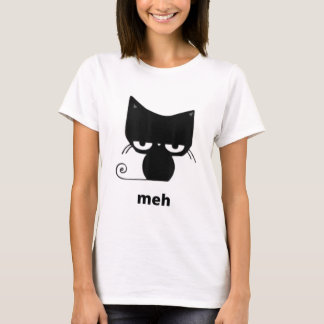 Meh Black Cat Funny  T-Shirt