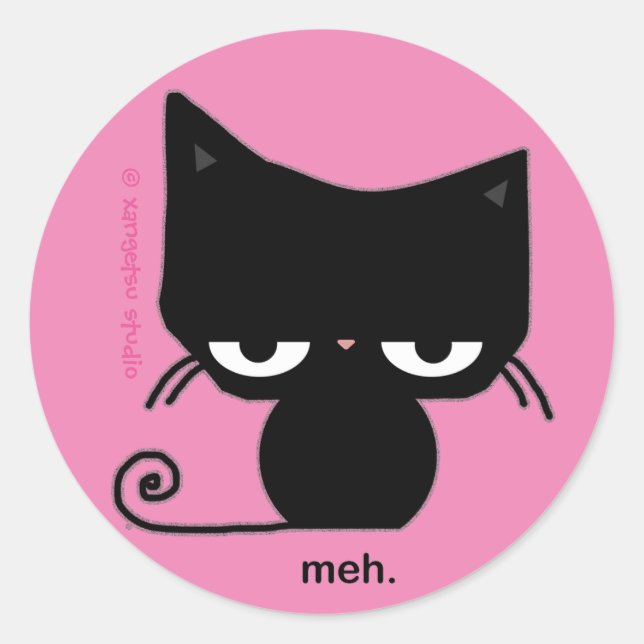 Meh Cat Sticker on Pink (Front)