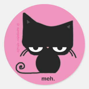 Meh Cat Sticker on Pink