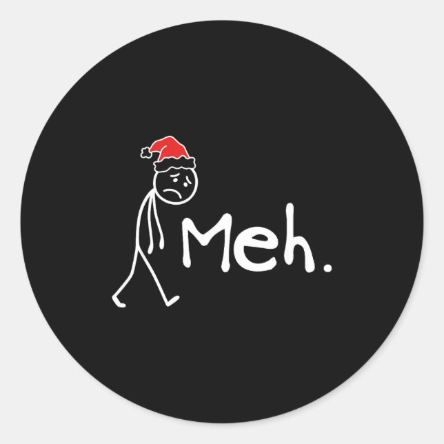 Meh. Funny Christmas Introvert  Classic Round Sticker (Front)