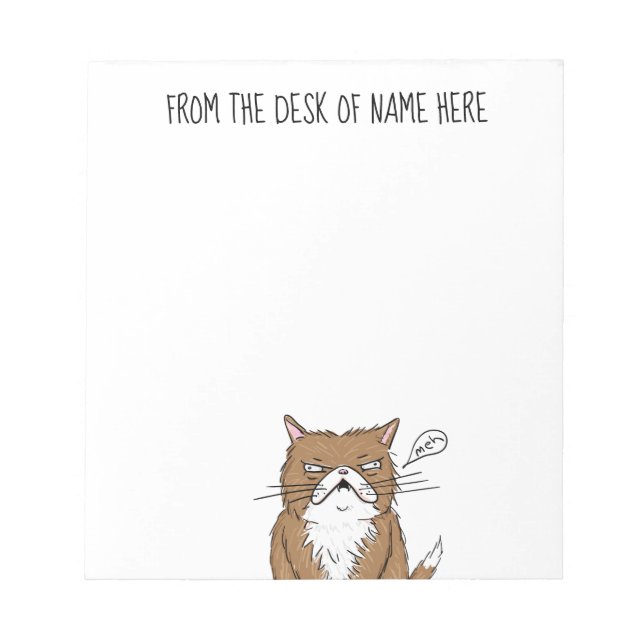 Meh Funny Grumpy Cat Drawing Notepad (Front)
