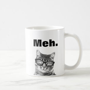 Meh meme funny apathy quote cat mug