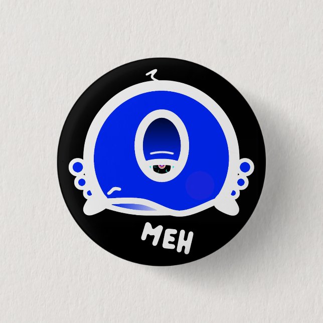 Meh One-Eyed Weird Creature Cartoon Character 3 Cm Round Badge (Front)