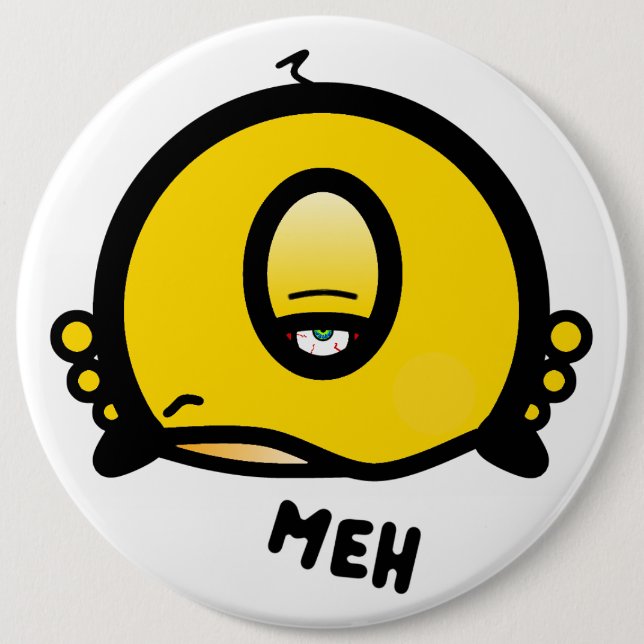 Meh One-Eyed Weird Creature Cartoon Character 6 Cm Round Badge (Front)