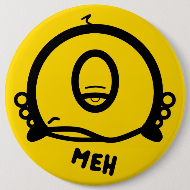 Meh One-Eyed Weird Creature Cartoon Character 6 Cm Round Badge (Front)