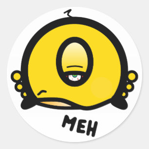 Meh One-Eyed Weird Creature Cartoon Character Classic Round Sticker