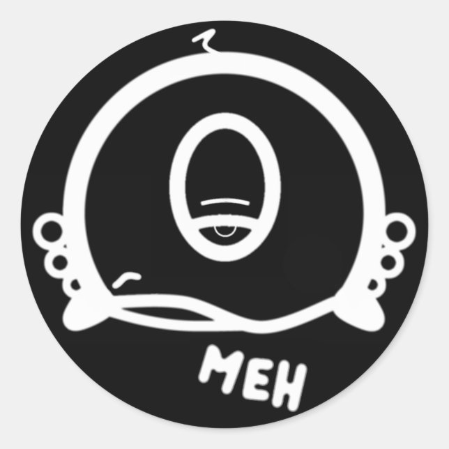 Meh One-Eyed Weird Creature Cartoon Character Classic Round Sticker (Front)