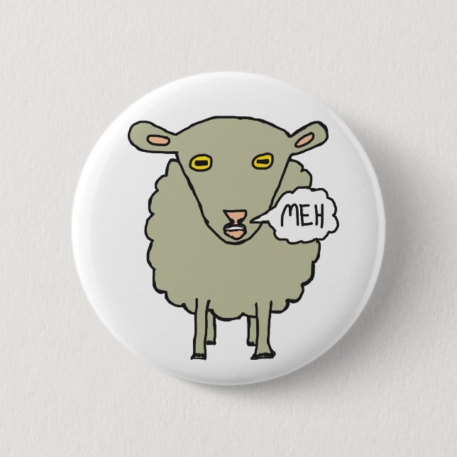 Meh Sheep 6 Cm Round Badge (Front)