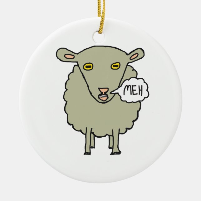 Meh Sheep Ceramic Tree Decoration (Front)