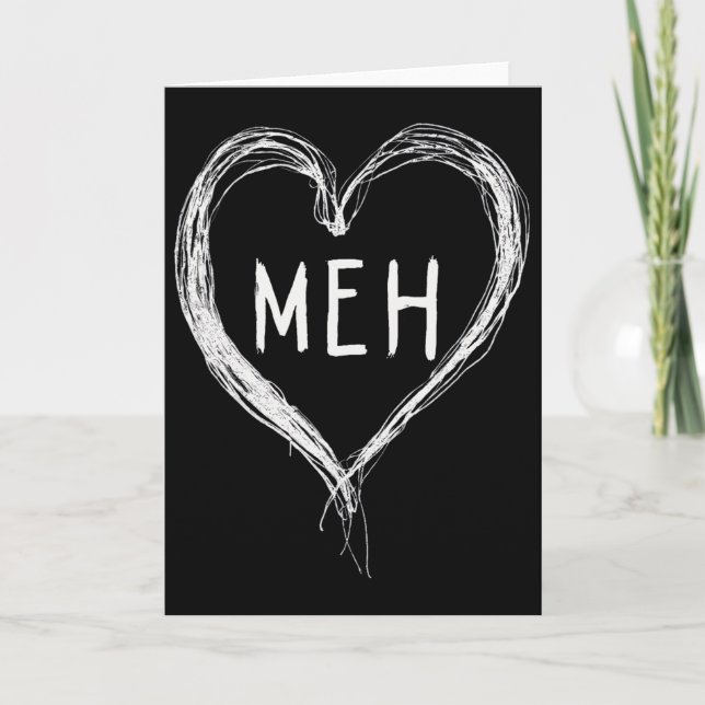 Meh Valentines Anti Valentines Day Singles  Card (Front)