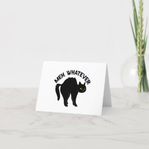 Meh Whatever Funny Kawaii Black Cat Animal Lovers  Thank You Card