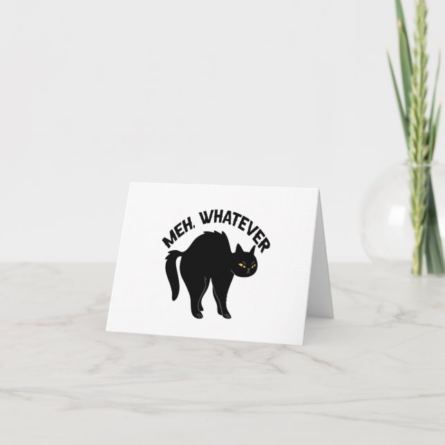 Meh Whatever Funny Kawaii Black Cat Animal Lovers  Thank You Card (Front)
