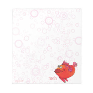 Meh Whimsical Fish Art in Red and Pink Notepad