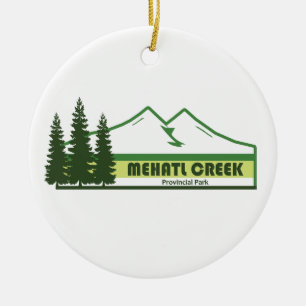 Mehatl Creek Provincial Park Green Stripes Ceramic Tree Decoration