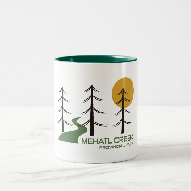Mehatl Creek Provincial Park Trail Two-Tone Coffee Mug (Center)
