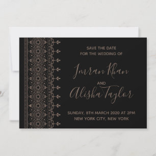 Mehendi Indian Wedding Save the date hamsa Henna