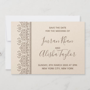 Mehendi Indian Wedding Save the date hamsa Henna
