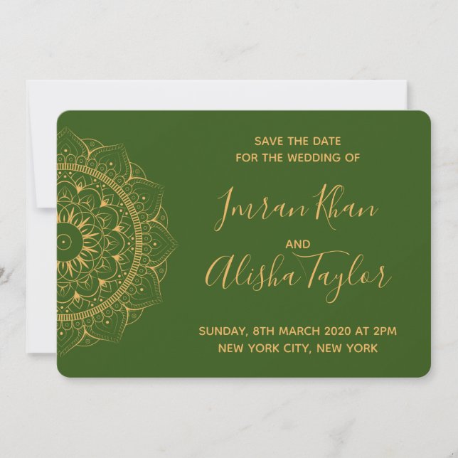 Mehendi Indian Wedding Save the date hamsa Henna (Front)