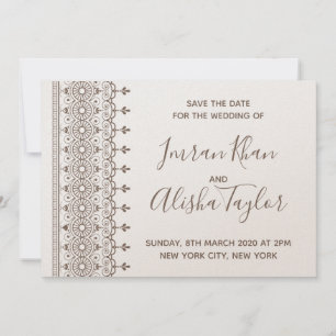 Mehendi Indian Wedding Save the date hamsa Henna